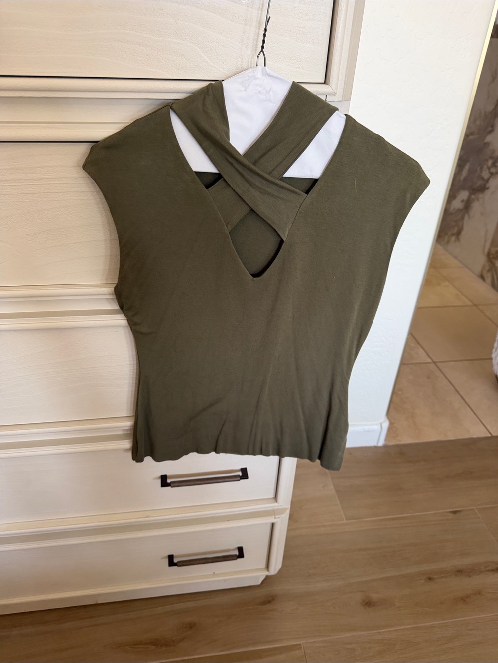 Bailey 44 Olive Crisscross Back Tank Top